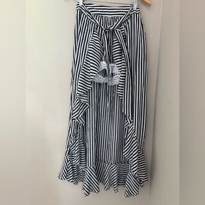 Miss Me Skirt Maxi over Mini Lace Shorts Blue White Striped.sz S. Resort, Beach